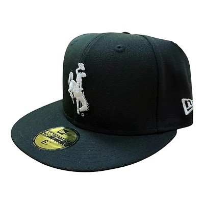 Wyoming Cowboys White on Black with Gray UV NCAA New Era 59FIFTY Fitted Hat