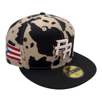 Puerto Rico Cowprint and Black Flag Patch Kelly Green UV New Era 59FIFTY Fitted Hat