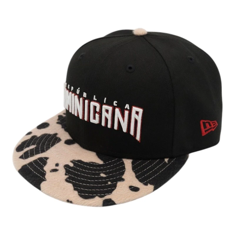 Dominican Republic Black and Cowprint DR Patch Kelly Green UV New Era 59FIFTY Fitted Hat