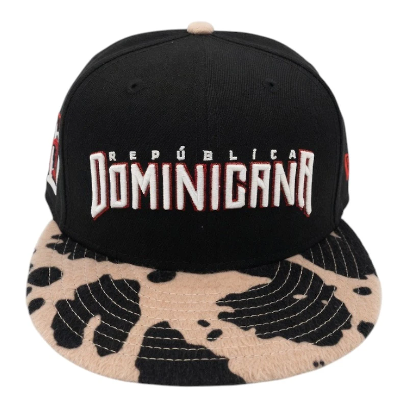 Dominican Republic Black and Cowprint DR Patch Kelly Green UV New Era 59FIFTY Fitted Hat