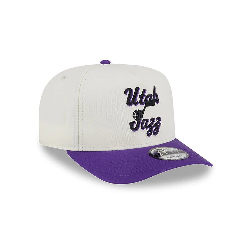 Utah Jazz Chrome and Purple Chain Stitch New Era 9FIFTY A-Frame Snapback Hat
