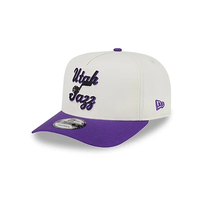 Utah Jazz Chrome and Purple Chain Stitch New Era 9FIFTY A-Frame Snapback Hat