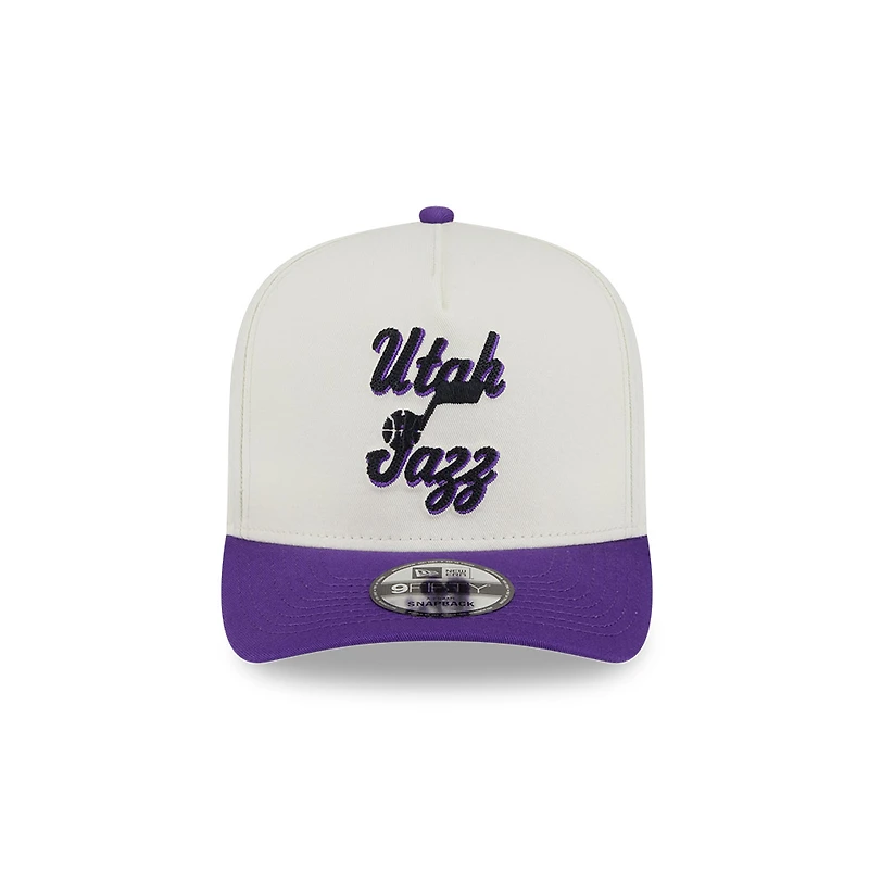 Utah Jazz Chrome and Purple Chain Stitch New Era 9FIFTY A-Frame Snapback Hat