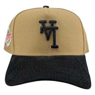 Los Angeles Dodgers Khaki and Black 2-Tone Corduroy Upside Down LA New Era 9FORTY A-Frame Snapback Hat