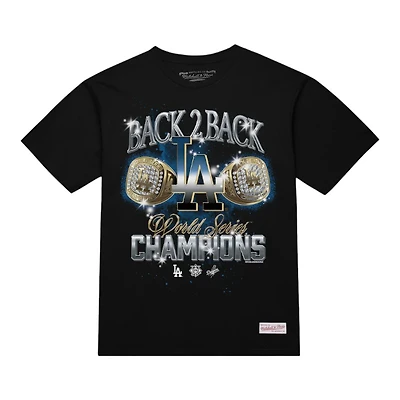 Los Angeles Dodgers Black Back 2 Rings Classic Mitchell & Ness Short Sleeve T-Shirt