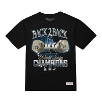Los Angeles Dodgers Black Back 2 Rings Classic Mitchell & Ness Short Sleeve T-Shirt