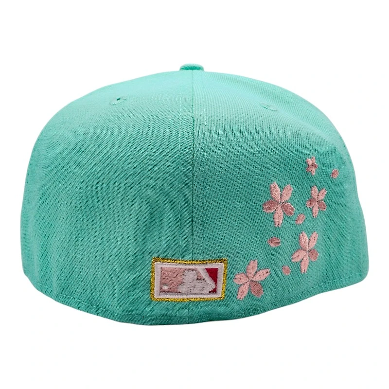 New York Yankees Mint Green Cherry Blossoms 1999 World Series Patch Pink UV Era 59Fifty Fitted Hat