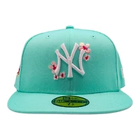 New York Yankees Mint Green Cherry Blossoms 1999 World Series Patch Pink UV Era 59Fifty Fitted Hat