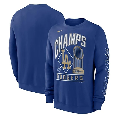 Los Angeles Dodgers Rush Blue 2025 World Series Champion Gold Nike MLB Pullover Crew