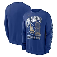 Los Angeles Dodgers Rush Blue 2025 World Series Champion Gold Nike MLB Pullover Crew