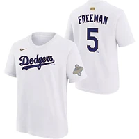 Youth Los Angeles Dodgers Freddie Freeman White Nike 2026 Gold Collection Name & Number T-Shirt