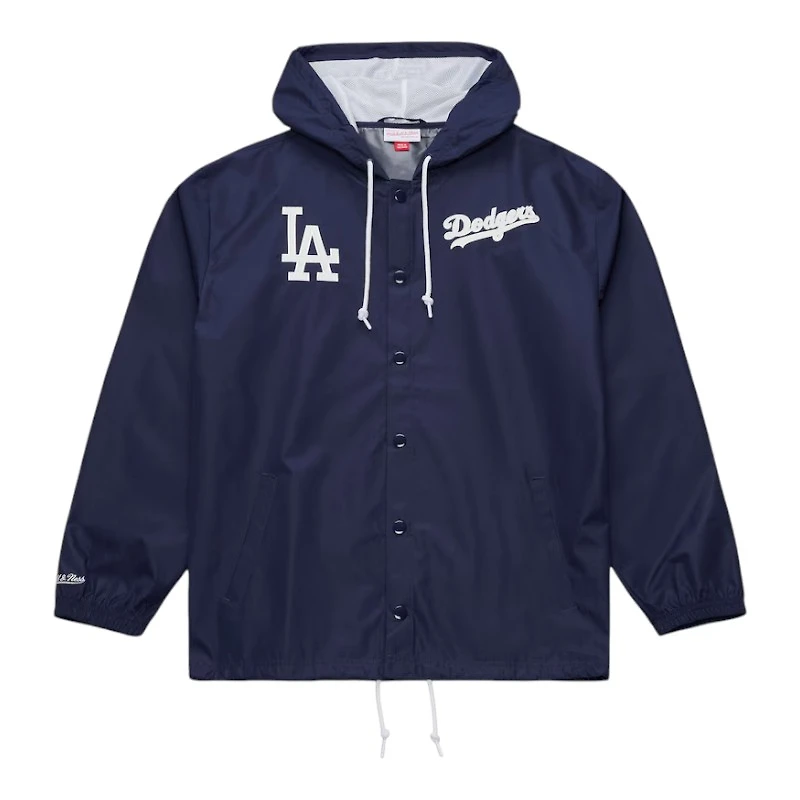 Los Angeles Dodgers Navy City Connect Coaches Full-Snap Mitchell & Ness Hooded WindbreakerJacket