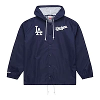 Los Angeles Dodgers Navy City Connect Coaches Full-Snap Mitchell & Ness Hooded WindbreakerJacket