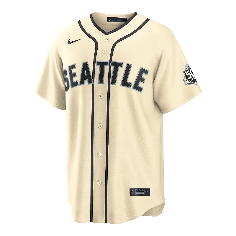 Seattle Mariners Cal Raleigh Cream Alternate 50th Season Patch Nike Stadium Player Jersey
