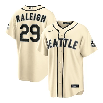 Seattle Mariners Cal Raleigh Cream Alternate 50th Season Patch Nike Stadium Player Jersey