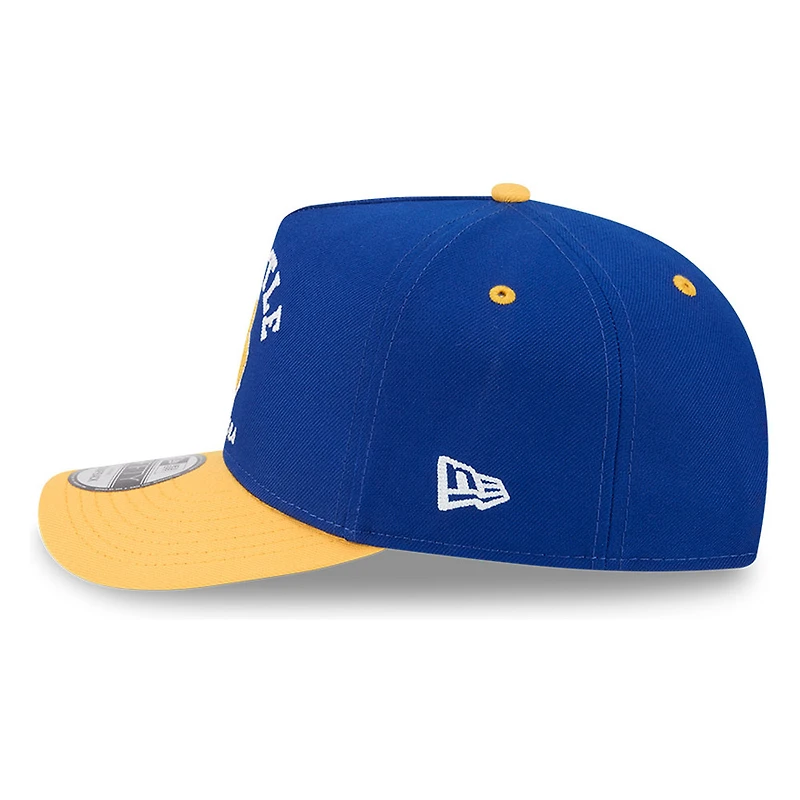 Seattle Mariners Royal Blue and Yellow Arched Text with Logo New Era 9FIFTY A-Frame Snapback Hat