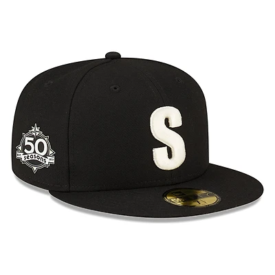 Seattle Mariners Black Steelheads 50 Seasons New Era 59FIFTY Fitted Hat
