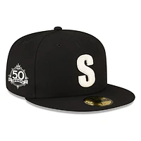 Seattle Mariners Black Steelheads 50 Seasons New Era 59FIFTY Fitted Hat