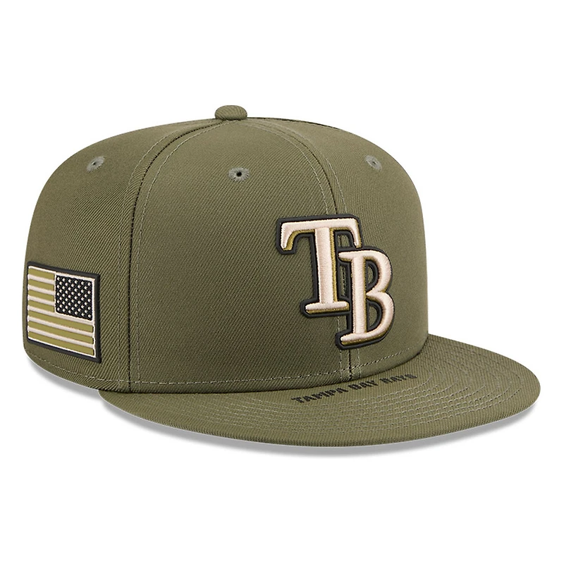 Tampa Bay Rays Olive Green 2026 Armed Forces Day New Era 9FIFTY Snapback Hat