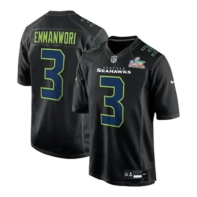 Youth Seattle Seahawks Nick Emmanwori Super Bowl LX Patch Black Carbon Nike Game Jersey