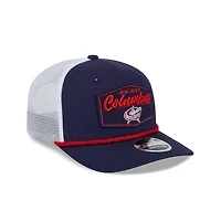 Columbus Blue Jackets Navy and White Mesh Trucker New Era 9SEVENTY Stretch-Snap Hat