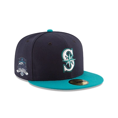 Seattle Mariners Navy and Teal Randy Johnson Retirement Patch New Era 59FIFTY Fitted Hat
