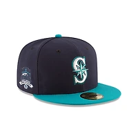 Seattle Mariners Navy and Teal Randy Johnson Retirement Patch New Era 59FIFTY Fitted Hat