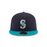 Seattle Mariners Navy and Teal Randy Johnson Retirement Patch New Era 59FIFTY Fitted Hat