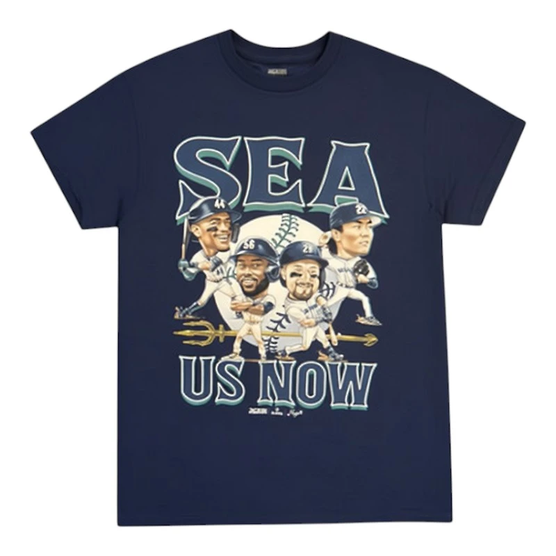 Seattle Mariners Navy SEA Us Now Cartoon Ryno T-Shirt