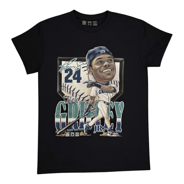 Seattle Mariners Black Cartoon Ken Griffey Jr Ryno T-Shirt
