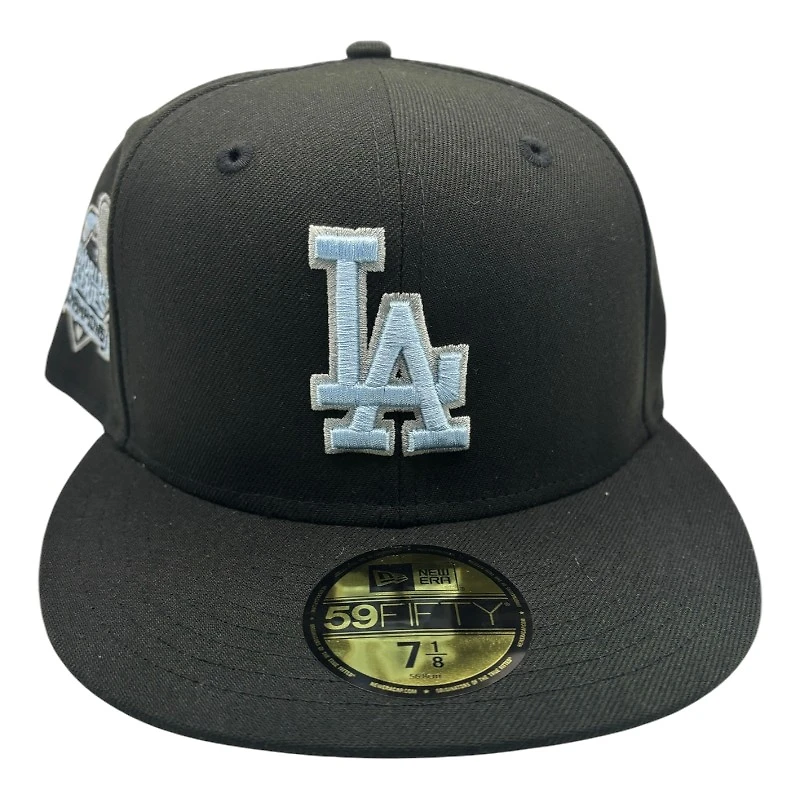 Los Angeles Dodgers Light Blue on Black 2024 World Series Champions Patch UV New Era 59FIFTY Fitted Hat