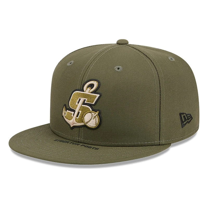 Stockton Ports Olive Green 2026 Armed Forces Day New Era 59FIFTY Fitted Hat