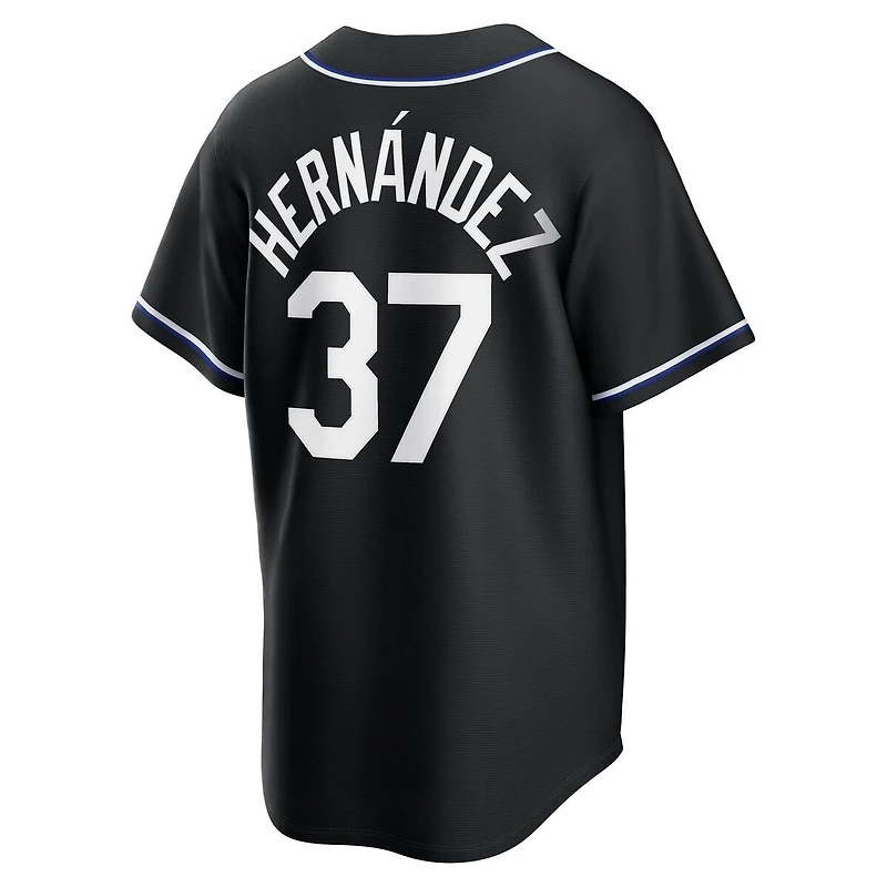 Los Angeles Dodgers Teoscar Hernandez Black and Royal Blue "Lights Out" Nike Fashion Replica Jersey