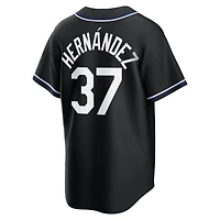 Los Angeles Dodgers Teoscar Hernandez Black and Royal Blue "Lights Out" Nike Fashion Replica Jersey