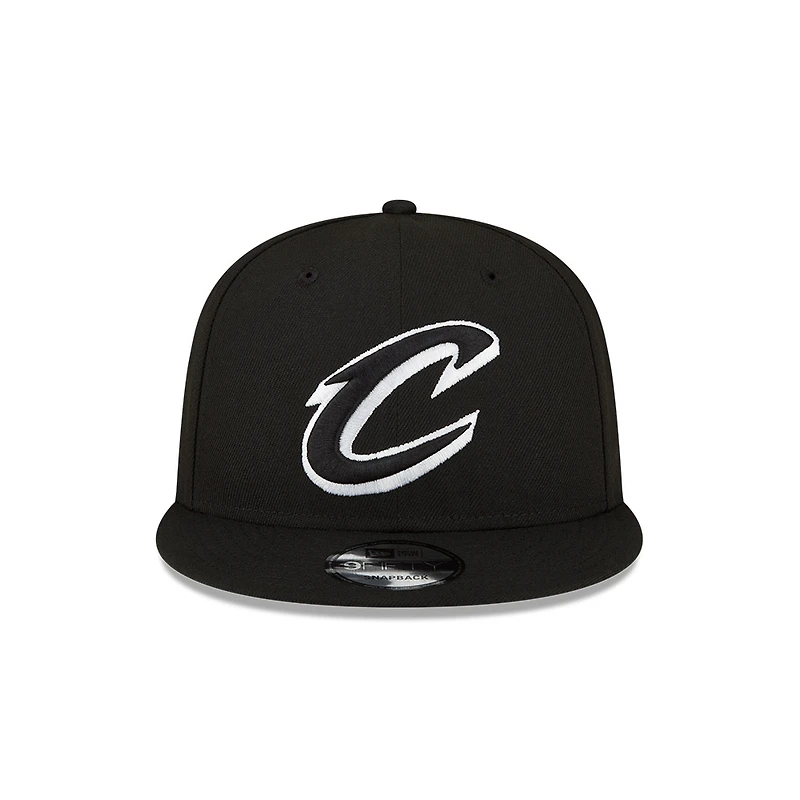 Cleveland Caveliers White on Black New Era 9FIFTY Snapback Hat