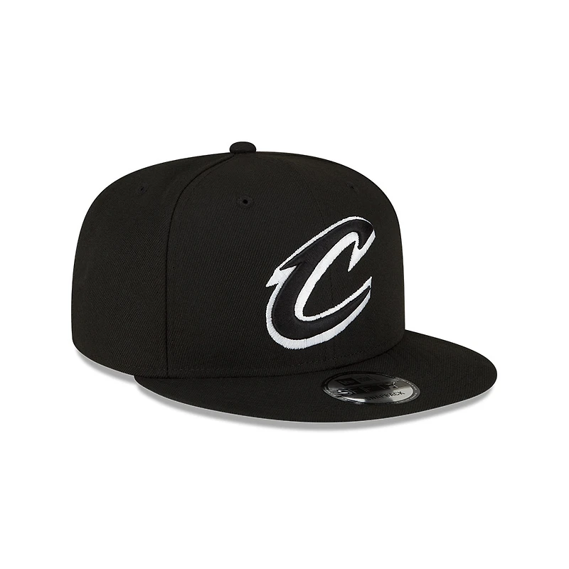 Cleveland Caveliers White on Black New Era 9FIFTY Snapback Hat
