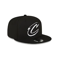 Cleveland Caveliers White on Black New Era 9FIFTY Snapback Hat