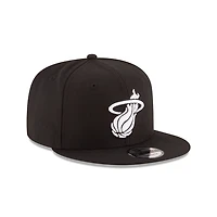 Miami Heat White on Black New Era 9FIFTY Snapback Hat