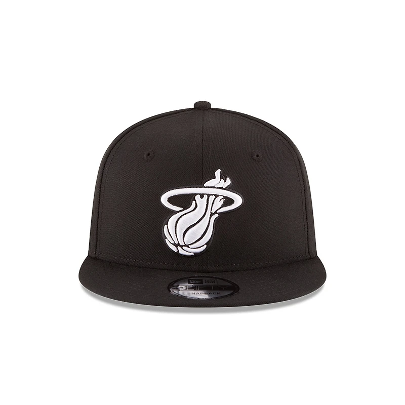Miami Heat White on Black New Era 9FIFTY Snapback Hat