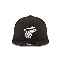 Miami Heat White on Black New Era 9FIFTY Snapback Hat