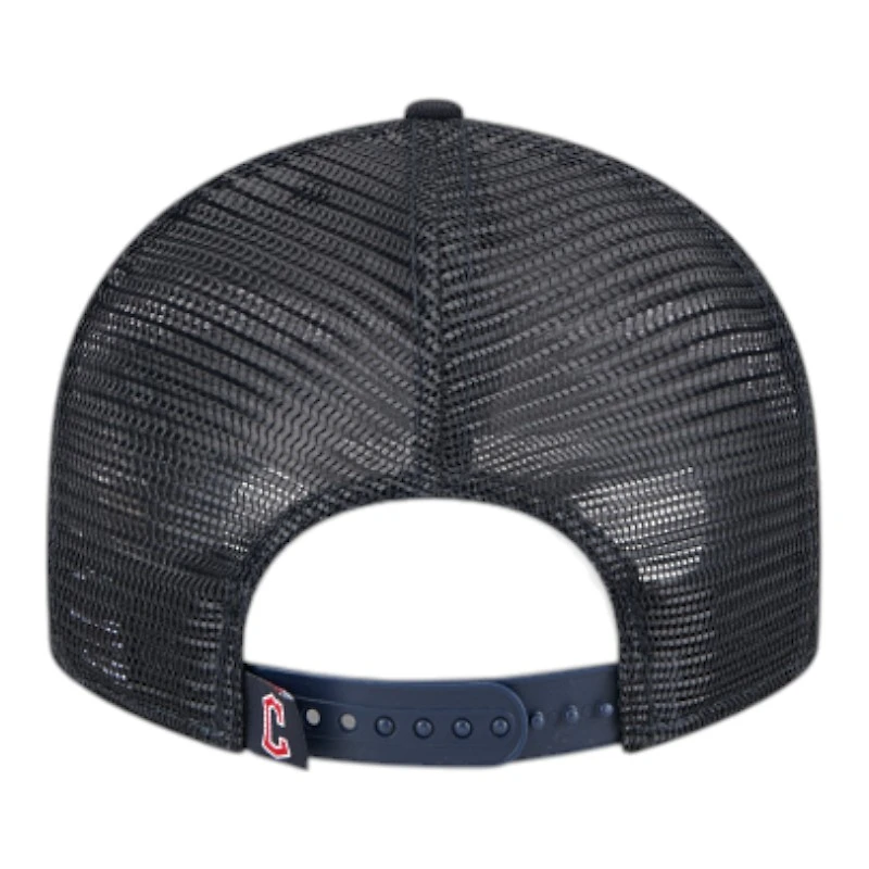 Cleveland Guardians Navy Mesh Trucker Low Profile New Era 9FIFTY Snapback Hat