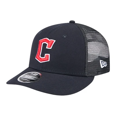 Cleveland Guardians Navy Mesh Trucker Low Profile New Era 9FIFTY Snapback Hat