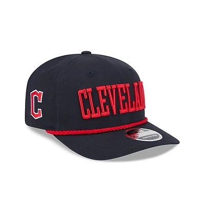 Cleveland Guardians Navy and Red Rope Wordmark New Era 9SEVENTY Stretch Snapback Hat