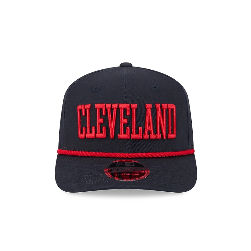 Cleveland Guardians Navy and Red Rope Wordmark New Era 9SEVENTY Stretch Snapback Hat