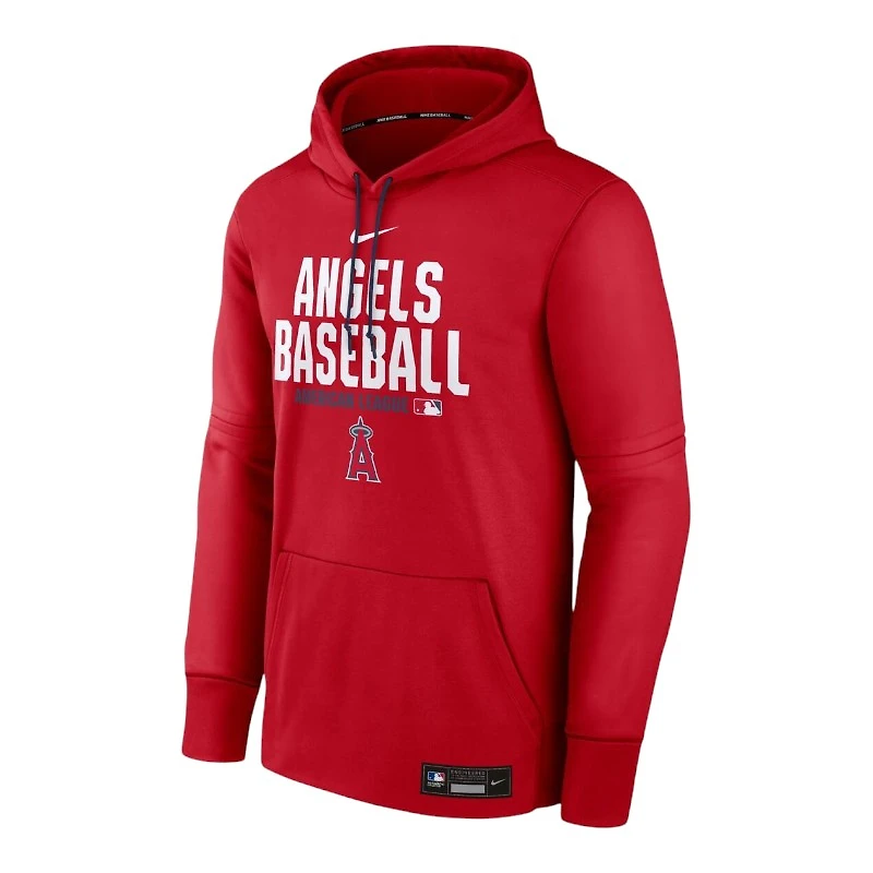 Los Angeles Angels Red Authentic Collection Nike Therma Pullover Hoodie