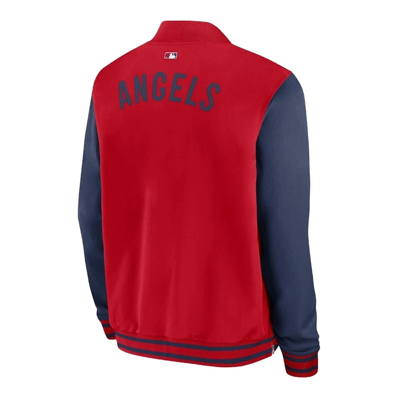 Los Angeles Angels Red and Navy Authentic Collection Dugout Bomber Jacket