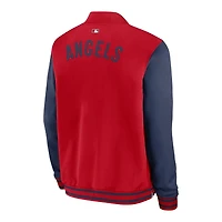 Los Angeles Angels Red and Navy Authentic Collection Dugout Bomber Jacket