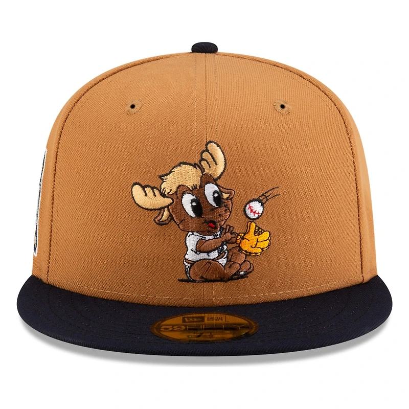 Seattle Mariners Wheat 40th Anniversary Patch Mini Mariner Moose Mascot New Era 59FIFTY Fitted Hat