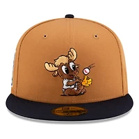 Seattle Mariners Wheat 40th Anniversary Patch Mini Mariner Moose Mascot New Era 59FIFTY Fitted Hat