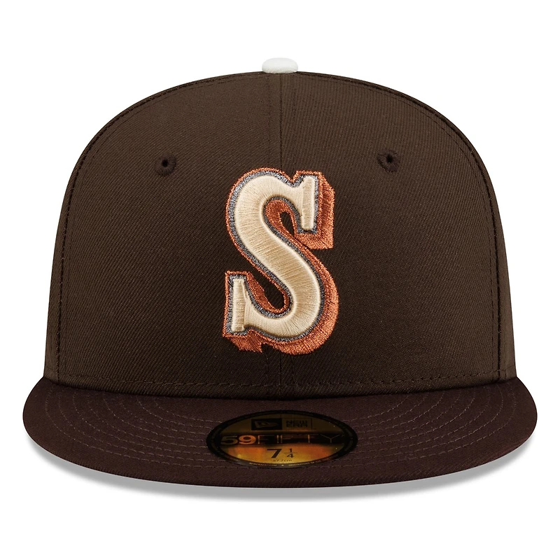Seattle Mariners Walnut Brown 30th Anniversary Patch Throwback "S" Logo New Era 59FIFTY Fitted Hat
